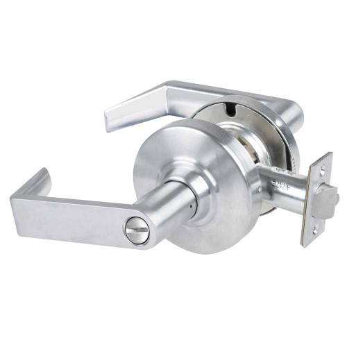 Schlage ALX40 RHO 626 Grade 2 Privacy Cylindrical Lock with Field Selectable Vandlgard Rhodes Lever Non-Keyed Satin Chrome Finish Non-handed ALX40 RHO 626