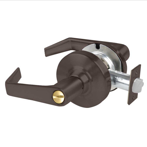 Schlage ALX40 SAT 613 Grade 2 Privacy Cylindrical Lock with Field Selectable Vandlgard Saturn Lever Non-Keyed Oil-Rubbed Bronze Finish Non-handed ALX40 SAT 613