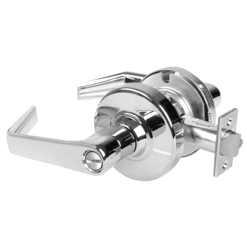 Schlage ALX40 SAT 625 Grade 2 Privacy Cylindrical Lock with Field Selectable Vandlgard Saturn Lever Non-Keyed Bright Chrome Finish Non-handed ALX40 SAT 625
