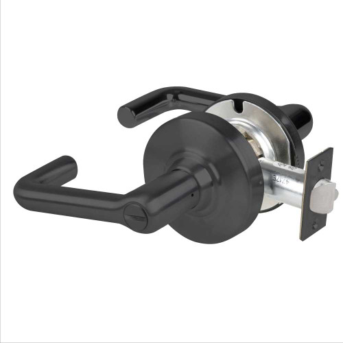 Schlage ALX40 TLR 622 Grade 2 Privacy Cylindrical Lock with Field Selectable Vandlgard Tubular Lever Non-Keyed Matte Black Finish Non-handed ALX40 TLR 622