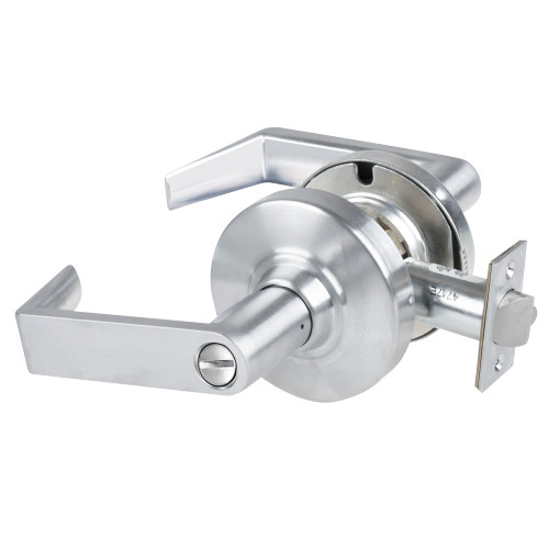 Schlage ALX44 RHO 626 Grade 2 Hospital Privacy Cylindrical Lock with Field Selectable Vandlgard Rhodes Lever Non-Keyed Satin Chrome Finish Non-handed
