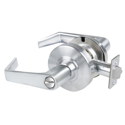 Schlage ALX44 SAT 626 Grade 2 Hospital Privacy Cylindrical Lock with Field Selectable Vandlgard Saturn Lever Non-Keyed Satin Chrome Finish Non-handed