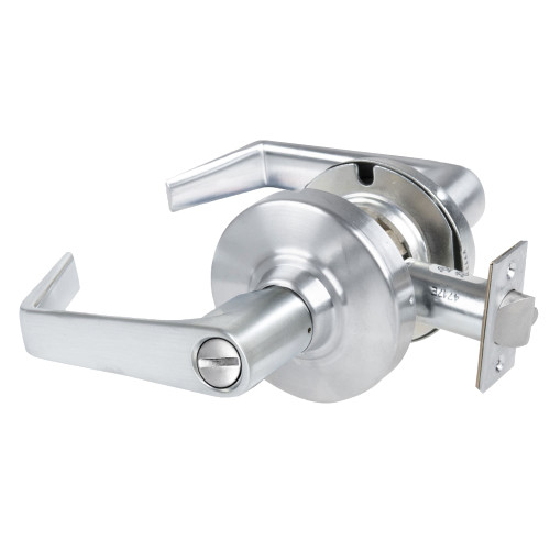 Schlage ALX44 SAT 626AM Grade 2 Hospital Privacy Cylindrical Lock with Field Selectable Vandlgard Saturn Lever Non-Keyed Satin Chrome Anti-Microbial Finish Non-handed