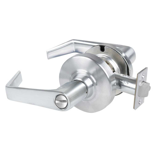 Schlage ALX44 SAT 626AM Grade 2 Hospital Privacy Cylindrical Lock with Field Selectable Vandlgard Saturn Lever Non-Keyed Satin Chrome Anti-Microbial Finish Non-handed ALX44 SAT 626AM