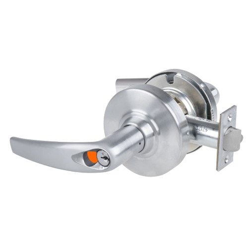Schlage ALX50H ATH 626 Grade 2 Office Cylindrical Lock with Field Selectable Vandlgard Athens Lever SFIC Construction Core Satin Chrome Finish Non-handed