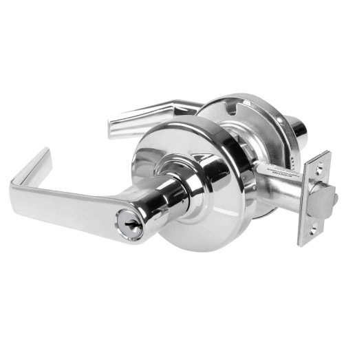 Schlage ALX50P SAT 625 Grade 2 Office Cylindrical Lock with Field Selectable Vandlgard Saturn Lever Conventional Cylinder Bright Chrome Finish Non-handed ALX50P SAT 625