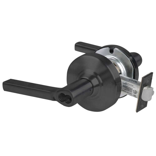 Schlage ALX53B 8LT 622 Grade 2 Entrance Cylindrical Lock with Field Selectable Vandlgard Latitude Tactile Lever SFIC Less Core Matte Black Finish Non-handed ALX53B 8LT 622