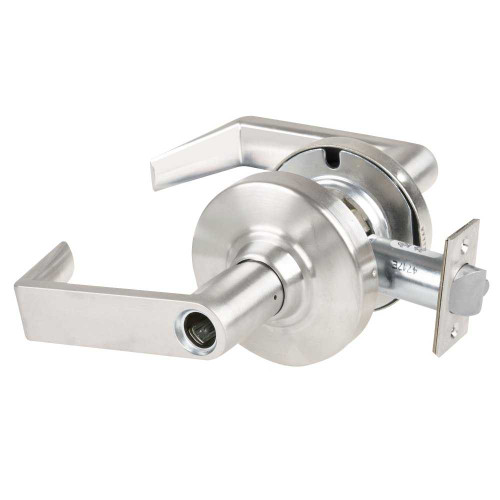 Schlage ALX53L RHO 619 Grade 2 Entrance Cylindrical Lock with Field Selectable Vandlgard Rhodes Lever Conventional Less Cylinder Satin Nickel Finish Non-handed ALX53L RHO 619
