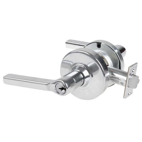 Schlage ALX53P LAT 625 Grade 2 Entrance Cylindrical Lock with Field Selectable Vandlgard Latitude Lever Conventional Cylinder Bright Chrome Finish Non-handed ALX53P LAT 625