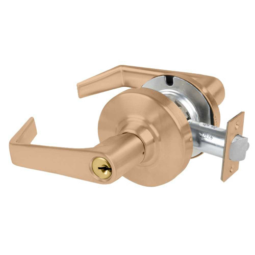 Schlage ALX53P SAT 612 Grade 2 Entrance Cylindrical Lock with Field Selectable Vandlgard Saturn Lever Conventional Cylinder Satin Bronze Finish Non-handed ALX53P SAT 612