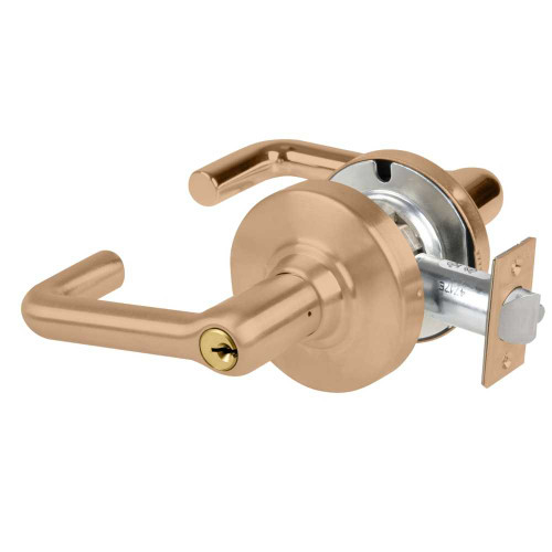 Schlage ALX53P TLR 612 Grade 2 Entrance Cylindrical Lock with Field Selectable Vandlgard Tubular Lever Conventional Cylinder Satin Bronze Finish Non-handed ALX53P TLR 612