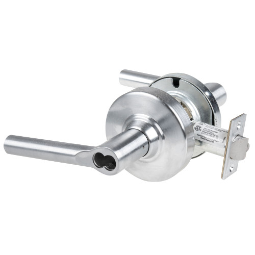 Schlage ALX70B BRW 626 Grade 2 Classroom Cylindrical Lock with Field Selectable Vandlgard Broadway Lever SFIC Less Core Satin Chrome Finish Non-handed