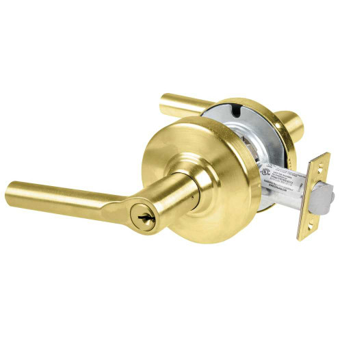 Schlage ALX70P BRW 606 Grade 2 Classroom Cylindrical Lock with Field Selectable Vandlgard Broadway Lever Conventional Cylinder Satin Brass Finish Non-handed ALX70P BRW 606