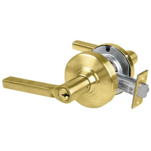 Schlage ALX70P LAT 606 Grade 2 Classroom Cylindrical Lock with Field Selectable Vandlgard Latitude Lever Conventional Cylinder Satin Brass Finish Non-handed ALX70P LAT 606