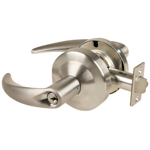 Schlage ALX70P OME 619 Grade 2 Classroom Cylindrical Lock with Field Selectable Vandlgard Omega Lever Conventional Cylinder Satin Nickel Finish Non-handed ALX70P OME 619