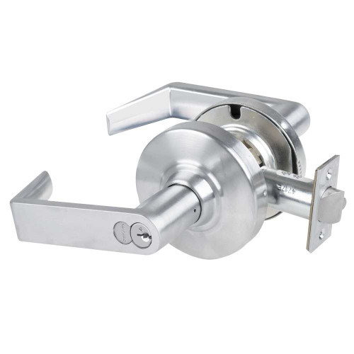 Schlage ALX70R RHO 626 Grade 2 Classroom Cylindrical Lock with Field Selectable Vandlgard Rhodes Lever FSIC Core Satin Chrome Finish Non-handed ALX70R RHO 626