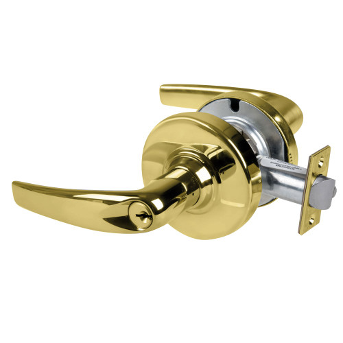 Schlage ALX80P ATH 605 Grade 2 Storeroom Cylindrical Lock with Field Selectable Vandlgard Athens Lever Conventional Cylinder Bright Brass Finish Non-handed