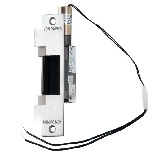 Von Duprin 6212 24V 32D Grade 1 Electric Strike Fail Secure Electrically Unlocked 24 VDC 6-3/8 x 1-1/4 Faceplate Fire Rated For use with Cylindrical or Mortise Locks on Single Doors Hollow Metal or Aluminum Frame Satin Stainless Steel Finish 6212 24V 32D