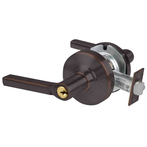 Schlage ALX80P LAT 643E Grade 2 Storeroom Cylindrical Lock with Field Selectable Vandlgard Latitude Lever Conventional Cylinder Aged Bronze Finish Non-handed ALX80P LAT 643E