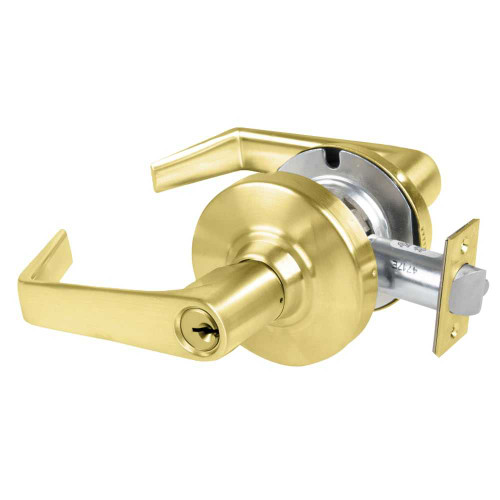Schlage ALX80P SAT 606 Grade 2 Storeroom Cylindrical Lock with Field Selectable Vandlgard Saturn Lever Conventional Cylinder Satin Brass Finish Non-handed ALX80P SAT 606
