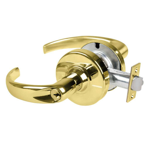 Schlage ALX80P SPA 605 Grade 2 Storeroom Cylindrical Lock with Field Selectable Vandlgard Sparta Lever Conventional Cylinder Bright Brass Finish Non-handed ALX80P SPA 605