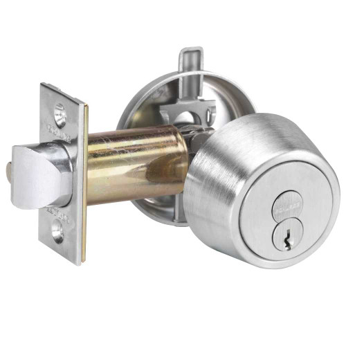 Schlage B250R 626 Grade 2 Single Cylinder Deadlatch Schlage FSIC Prep with Core 2-3/8 Backset Satin Chrome Finish B250R 626