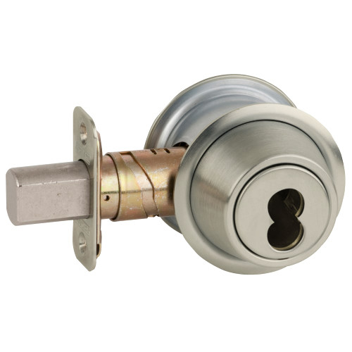 Schlage B562J 619 Grade 2 Double Cylinder Deadbolt Schlage FSIC Less Core Adjustable 2-3/8 and 2-3/4 Backset Satin Nickel Plated Clear Coated Finish