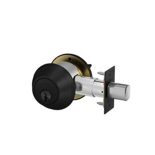 Schlage B660P 622 Grade 1 Single Cylinder Deadbolt Keyed Outside/Thumbturn Inside 6-Pin Cylinder 12-296 Latch 10-094 Strike Matte Black Finish B660P 622