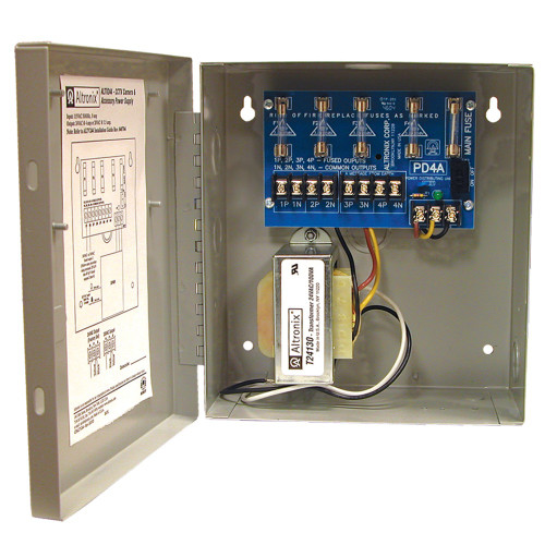 Altronix ALTV244 CCTV Power Supply Input 115VAC 50/60Hz at 09A 4 Fuse Protected Outputs 24VAC at 4A or 28VAC at 35A Grey Enclosure