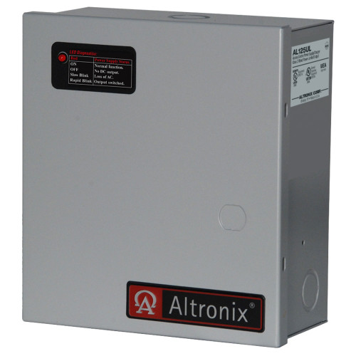 Altronix AL125UL Power Supply/Charger Input 115VAC 50/60Hz at 06A 2 PTC Outputs 12/24VDC at 1A Grey Enclosure
