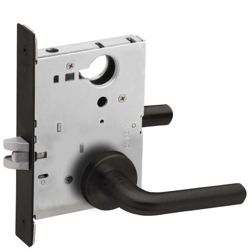 Schlage L9010 02A 622 Grade 1 Passage Latch Mortise Lock 02 Lever A Rose Flat Black Coated Finish Field Reversible L9010 02A 622