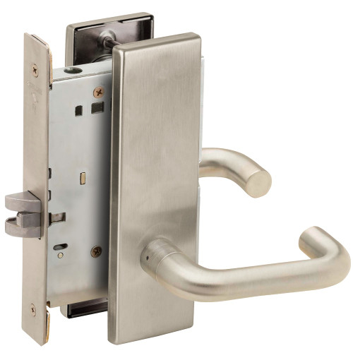 Schlage L9010 03N 619 Grade 1 Passage Latch Mortise Lock 03 Lever N Escutcheon Satin Nickel Plated Clear Coated Finish Field Reversible