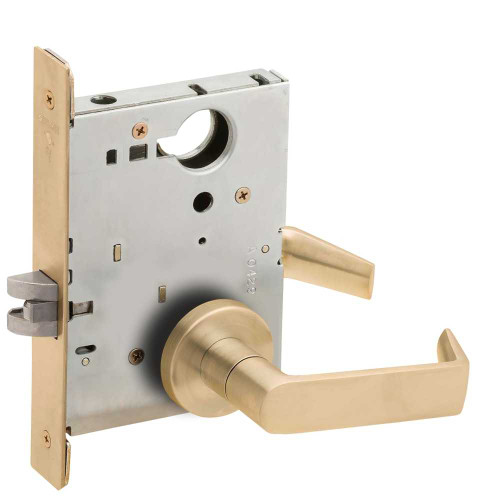 Schlage L9010 06A 606 Grade 1 Passage Latch Mortise Lock 06 Lever A Rose Satin Brass Finish Field Reversible L9010 06A 606