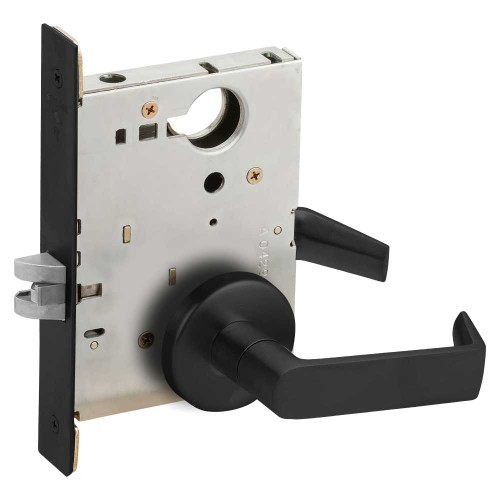 Schlage L9010 06B 622 Grade 1 Passage Latch Mortise Lock 06 Lever B Rose Flat Black Coated Finish Field Reversible L9010 06B 622