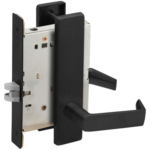 Schlage L9010 06L 622 Grade 1 Passage Latch Mortise Lock 06 Lever L Escutcheon Flat Black Coated Finish Field Reversible
