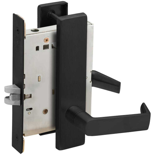 Schlage L9010 06L 622 Grade 1 Passage Latch Mortise Lock 06 Lever L Escutcheon Flat Black Coated Finish Field Reversible L9010 06L 622