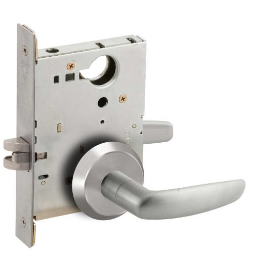 Schlage L9010 07C 630 Grade 1 Passage Latch Mortise Lock 07 Lever C Rose Satin Stainless Steel Finish Field Reversible L9010 07C 630