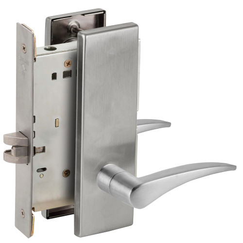 Schlage L9010 12N 626 LH Grade 1 Passage Latch Mortise Lock 12 Lever N Escutcheon Satin Chrome Finish Left-Handed