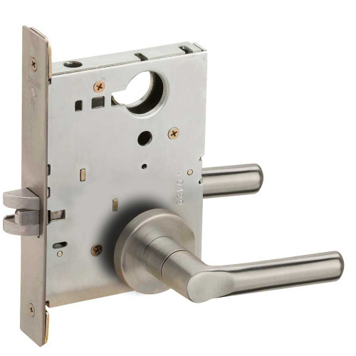Schlage L9010 18A 630 Grade 1 Passage Latch Mortise Lock 18 Lever A Rose Satin Stainless Steel Finish Field Reversible L9010 18A 630