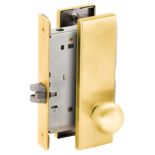 Schlage L9010 41N 605 Grade 1 Passage Latch Mortise Lock 41 Knob N Escutcheon Bright Brass Finish Field Reversible L9010 41N 605