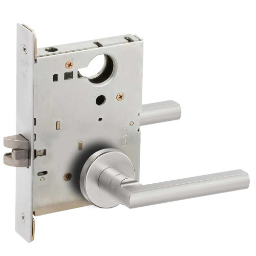 Schlage L9010 LATA 625 Grade 1 Passage Latch Mortise Lock Latitude Lever A Rose Bright Chrome Finish Field Reversible L9010 LATA 625
