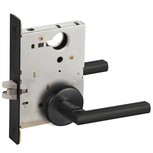 Schlage L9010 LATB 622 Grade 1 Passage Latch Mortise Lock Latitude Lever B Rose Flat Black Coated Finish Field Reversible L9010 LATB 622