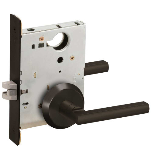 Schlage L9010 LATC 643E Grade 1 Passage Latch Mortise Lock Latitude Lever C Rose Aged Bronze Finish Field Reversible L9010 LATC 643E