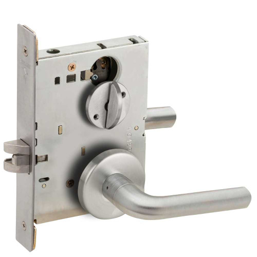 Schlage L9040 02B 630 Grade 1 Bed Bathroom Privacy Mortise Lock 02 Lever B Rose Satin Stainless Steel Finish Field Reversible L9040 02B 630