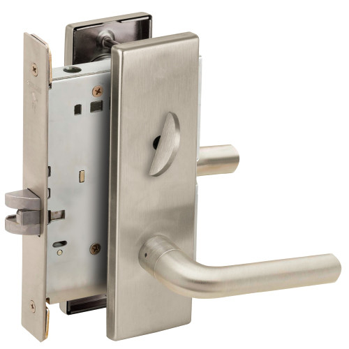 Schlage L9040 02N 619 Grade 1 Bed Bathroom Privacy Mortise Lock 02 Lever N Escutcheon Satin Nickel Plated Clear Coated Finish Field Reversible