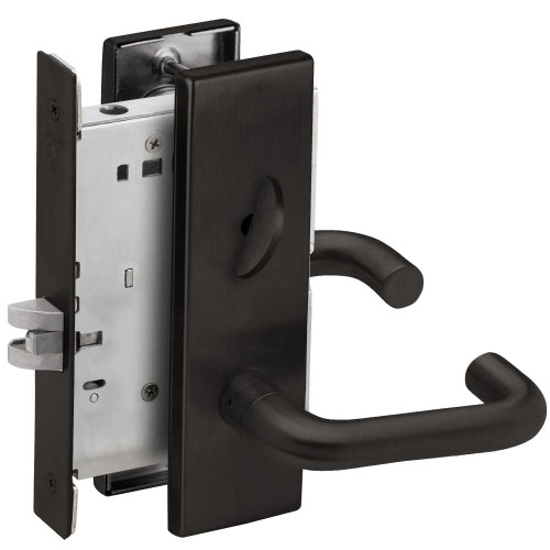 Schlage L9040 03N 622 Grade 1 Bed Bathroom Privacy Mortise Lock 03 Lever N Escutcheon Flat Black Coated Finish Field Reversible L9040 03N 622