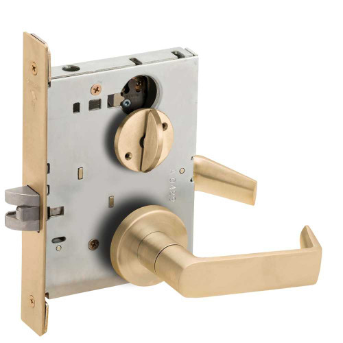 Schlage L9040 06A 606 Grade 1 Bed Bathroom Privacy Mortise Lock 06 Lever A Rose Satin Brass Finish Field Reversible L9040 06A 606