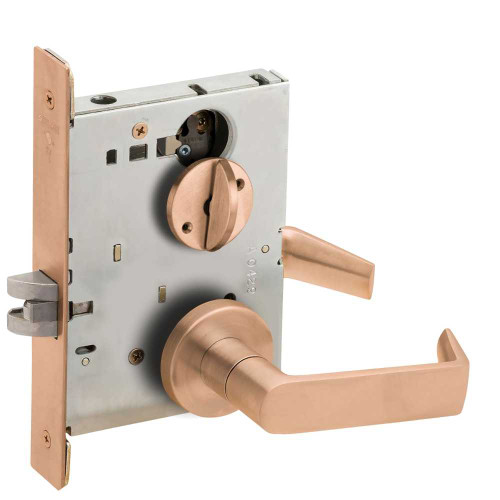 Schlage L9040 06A 612 Grade 1 Bed Bathroom Privacy Mortise Lock 06 Lever A Rose Satin Bronze Clear Coated Finish Field Reversible L9040 06A 612