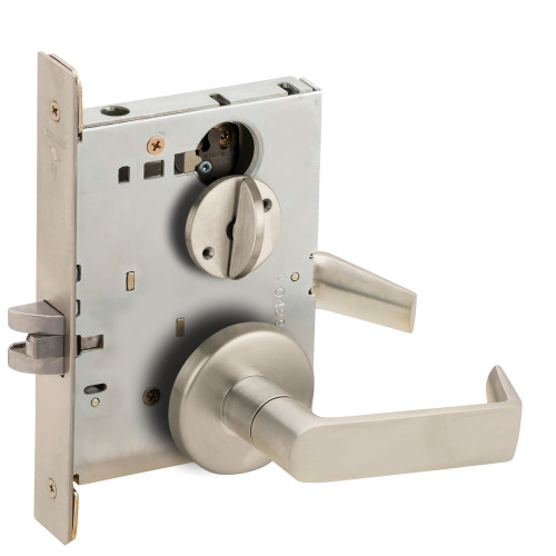 Schlage L9040 06B 619 Grade 1 Bed Bathroom Privacy Mortise Lock 06 Lever B Rose Satin Nickel Plated Clear Coated Finish Field Reversible