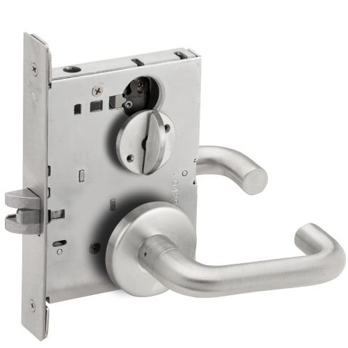 Schlage L9044 03B 626 Grade 1 Privacy with Coin Turn Mortise Lock 03 Lever B Rose Satin Chrome Finish Field Reversible